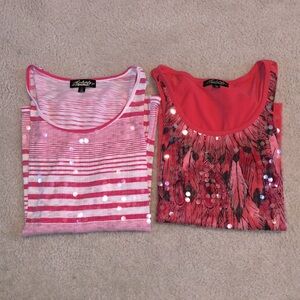 Tank Top Bundle! Two Sequin Peach Pink Tank Tops in Women’s Small